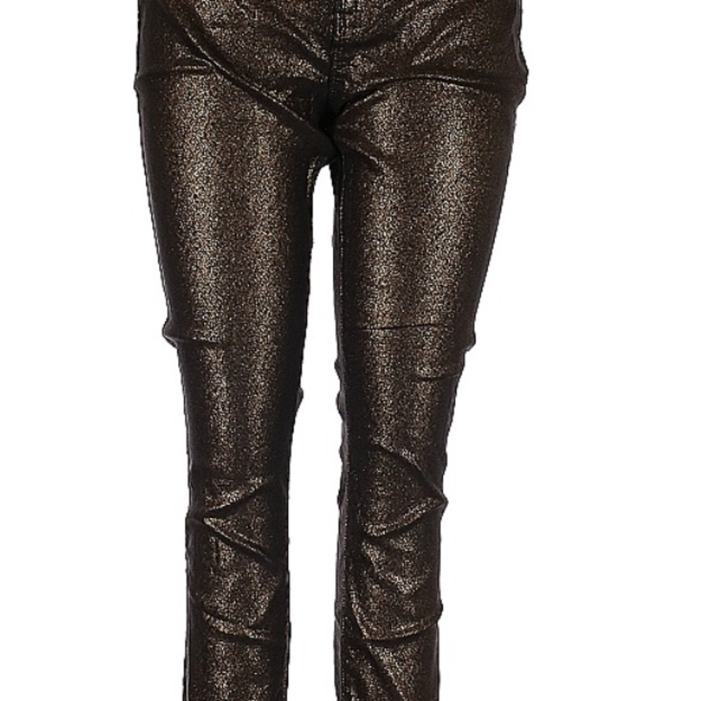 Frame Denim Metallic Brown Gold Skinny Pants
